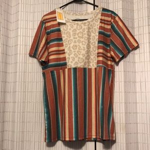 Serape and leopard print top